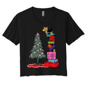 Yorkie Christmas Women's Crop Top Tee