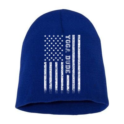 Yoga Dude American Flag Great Gift Short Acrylic Beanie