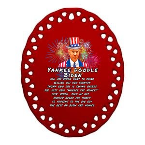 Yankee Doodle Biden 4th Of July Great Again Patriotic Trump Ceramic Oval Ornament