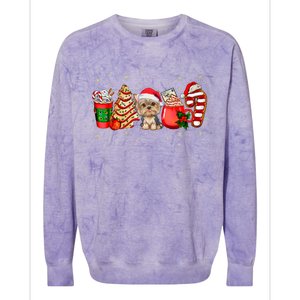 Yorkie Dog Christmas Pajamas Coffee Latte Mugs Xmas Tree Colorblast Crewneck Sweatshirt