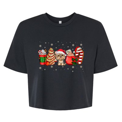 Yorkie Dog Christmas Pajamas Coffee Latte Mugs Xmas Tree Bella+Canvas Jersey Crop Tee