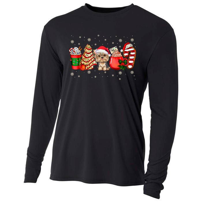 Yorkie Dog Christmas Pajamas Coffee Latte Mugs Xmas Tree Cooling Performance Long Sleeve Crew