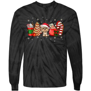 Yorkie Dog Christmas Pajamas Coffee Latte Mugs Xmas Tree Tie-Dye Long Sleeve Shirt