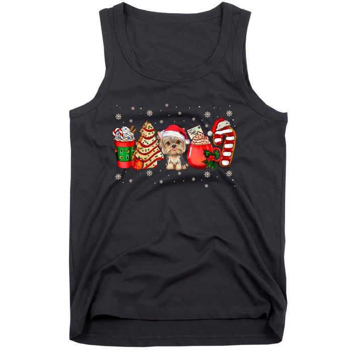 Yorkie Dog Christmas Pajamas Coffee Latte Mugs Xmas Tree Tank Top