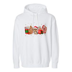 Yorkie Dog Christmas Pajamas Coffee Latte Mugs Xmas Tree Garment-Dyed Fleece Hoodie