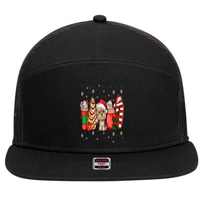 Yorkie Dog Christmas Pajamas Coffee Latte Mugs Xmas Tree 7 Panel Mesh Trucker Snapback Hat