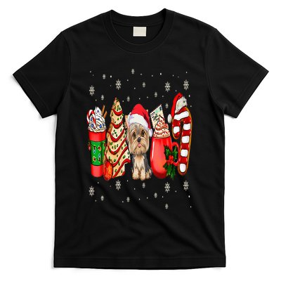 Yorkie Dog Christmas Pajamas Coffee Latte Mugs Xmas Tree T-Shirt