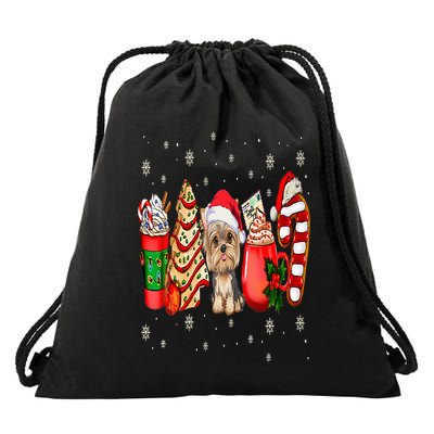 Yorkie Dog Christmas Pajamas Coffee Latte Mugs Xmas Tree Drawstring Bag