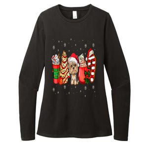 Yorkie Dog Christmas Pajamas Coffee Latte Mugs Xmas Tree Womens CVC Long Sleeve Shirt