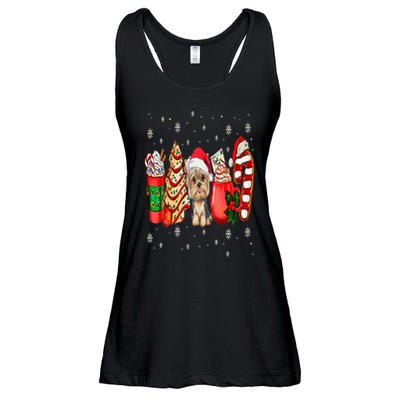 Yorkie Dog Christmas Pajamas Coffee Latte Mugs Xmas Tree Ladies Essential Flowy Tank