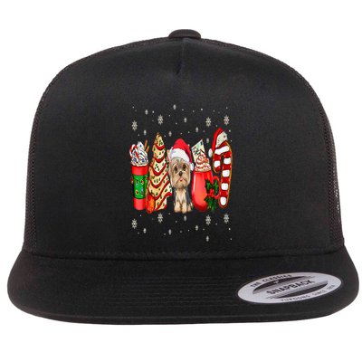 Yorkie Dog Christmas Pajamas Coffee Latte Mugs Xmas Tree Flatbill Hat
