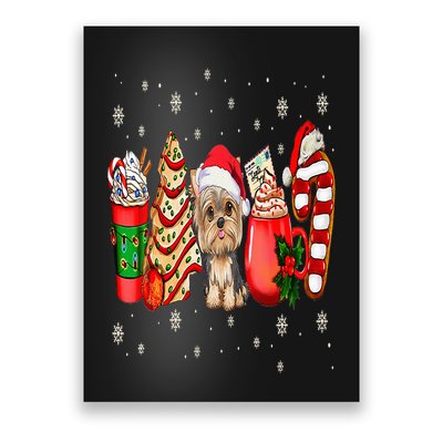 Yorkie Dog Christmas Pajamas Coffee Latte Mugs Xmas Tree Poster