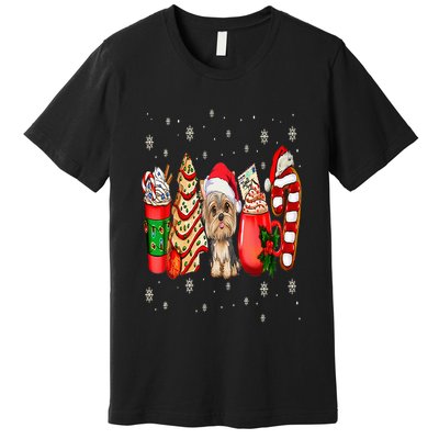 Yorkie Dog Christmas Pajamas Coffee Latte Mugs Xmas Tree Premium T-Shirt