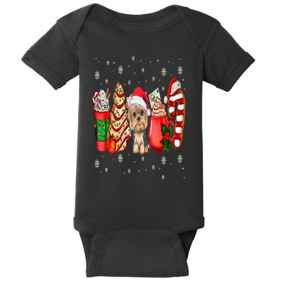 Yorkie Dog Christmas Pajamas Coffee Latte Mugs Xmas Tree Baby Bodysuit