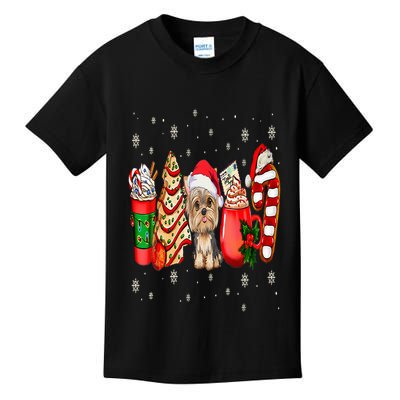Yorkie Dog Christmas Pajamas Coffee Latte Mugs Xmas Tree Kids T-Shirt