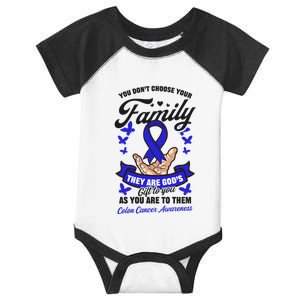 You Don't Choose Family Design Colon Cancer Awareness Cute Gift Infant Baby Jersey Bodysuit