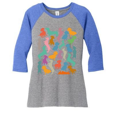 Y Dachshund Dachshund Pattern For Dachshund Lover Cute Gift Women's Tri-Blend 3/4-Sleeve Raglan Shirt