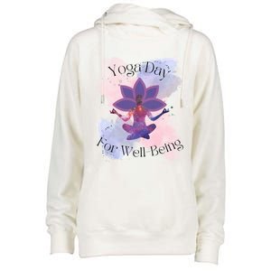 Yoga Day For Wellbeing Gift Womens Funnel Neck Pullover Hood