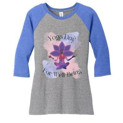 Yoga Day For Wellbeing Gift Women's Tri-Blend 3/4-Sleeve Raglan Shirt