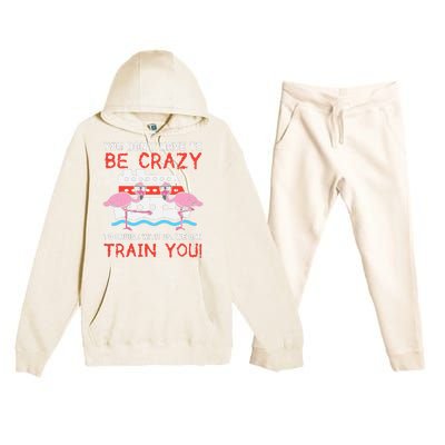 You Dont Have To Be Crazy Cruise Flamingo Cruising Trip Gift Premium Hooded Sweatsuit Set