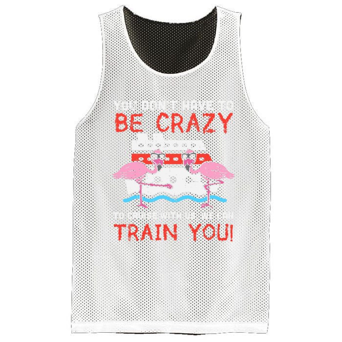 You Dont Have To Be Crazy Cruise Flamingo Cruising Trip Gift Mesh Reversible Basketball Jersey Tank