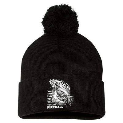 You Dont Have To Be A Wizard To Cast F.I.R.E.B.A.L.L Halloween Pom Pom 12in Knit Beanie