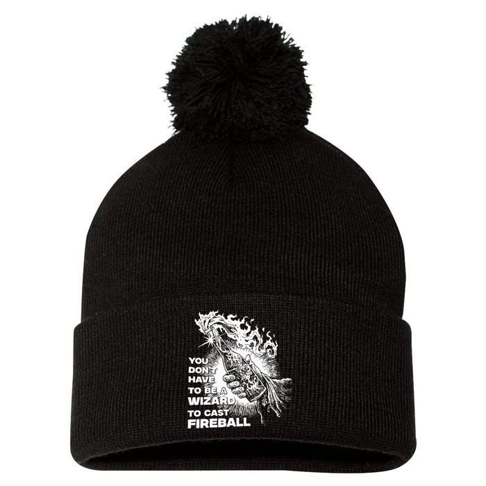 You Dont Have To Be A Wizard To Cast F.I.R.E.B.A.L.L Halloween Pom Pom 12in Knit Beanie