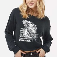 You Dont Have To Be A Wizard To Cast F.I.R.E.B.A.L.L Halloween Cropped Pullover Crew