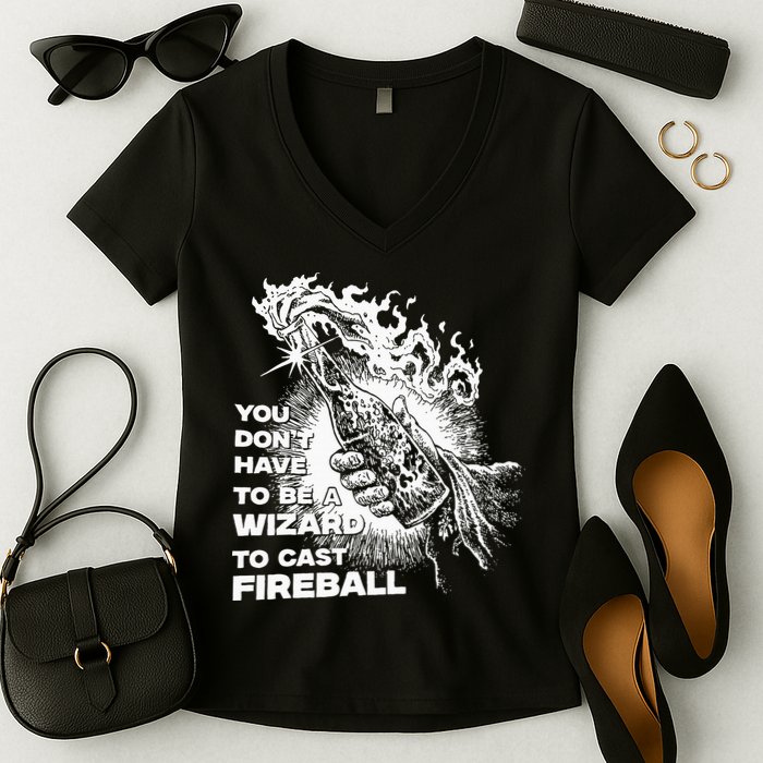 You Dont Have To Be A Wizard To Cast F.I.R.E.B.A.L.L Halloween Women's V-Neck T-Shirt