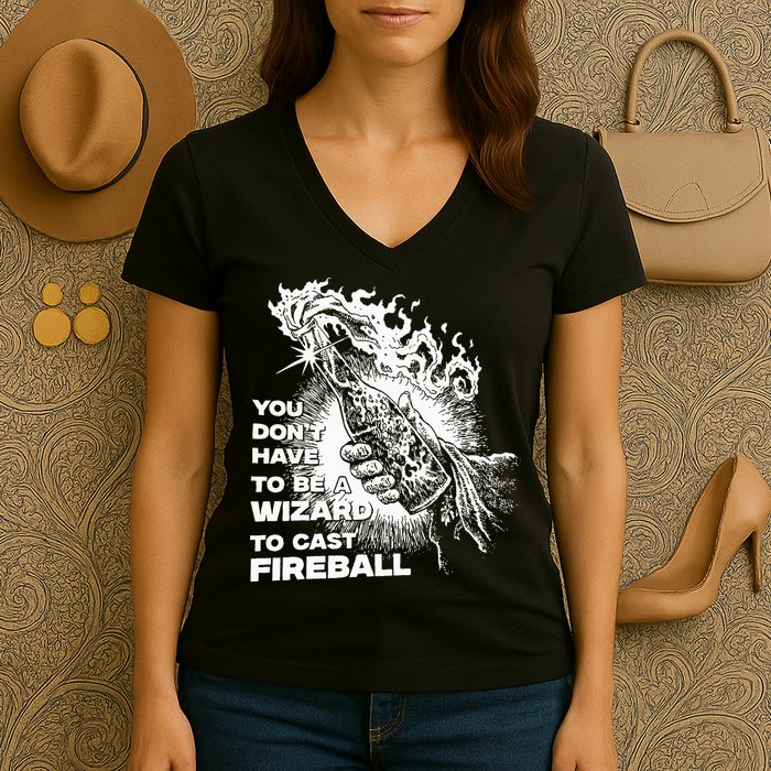 You Dont Have To Be A Wizard To Cast F.I.R.E.B.A.L.L Halloween Women's V-Neck T-Shirt