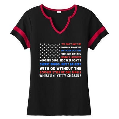 You Dont Have No Whistlin Bungholes Fireworks Joe Dirt Usa American Flag Ladies Halftime Notch Neck Tee