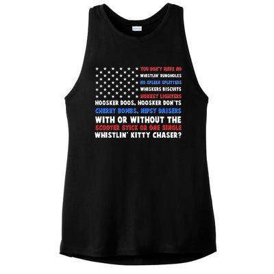 You Dont Have No Whistlin Bungholes Fireworks Joe Dirt Usa American Flag Ladies PosiCharge Tri-Blend Wicking Tank