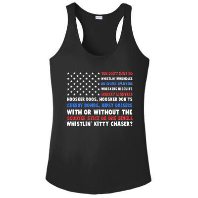 You Dont Have No Whistlin Bungholes Fireworks Joe Dirt Usa American Flag Ladies PosiCharge Competitor Racerback Tank