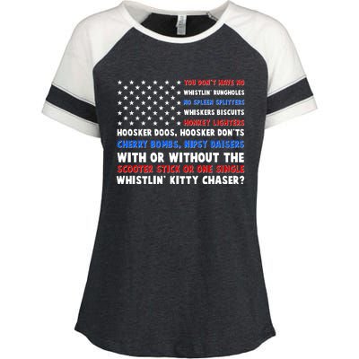 You Dont Have No Whistlin Bungholes Fireworks Joe Dirt Usa American Flag Enza Ladies Jersey Colorblock Tee