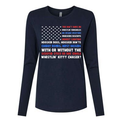 You Dont Have No Whistlin Bungholes Fireworks Joe Dirt Usa American Flag Womens Cotton Relaxed Long Sleeve T-Shirt