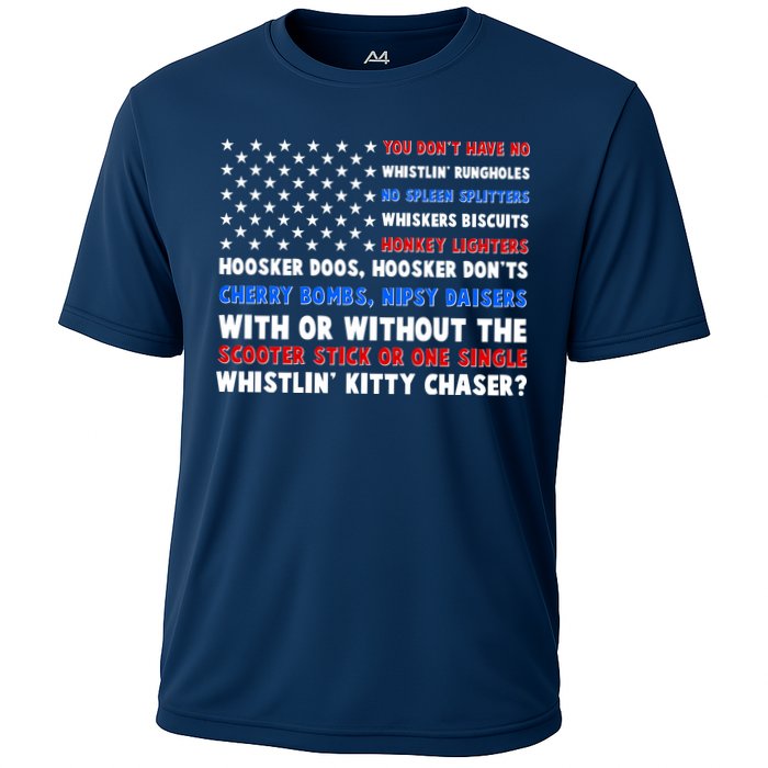 You Dont Have No Whistlin Bungholes Fireworks Joe Dirt Usa American Flag Cooling Performance Crew T-Shirt