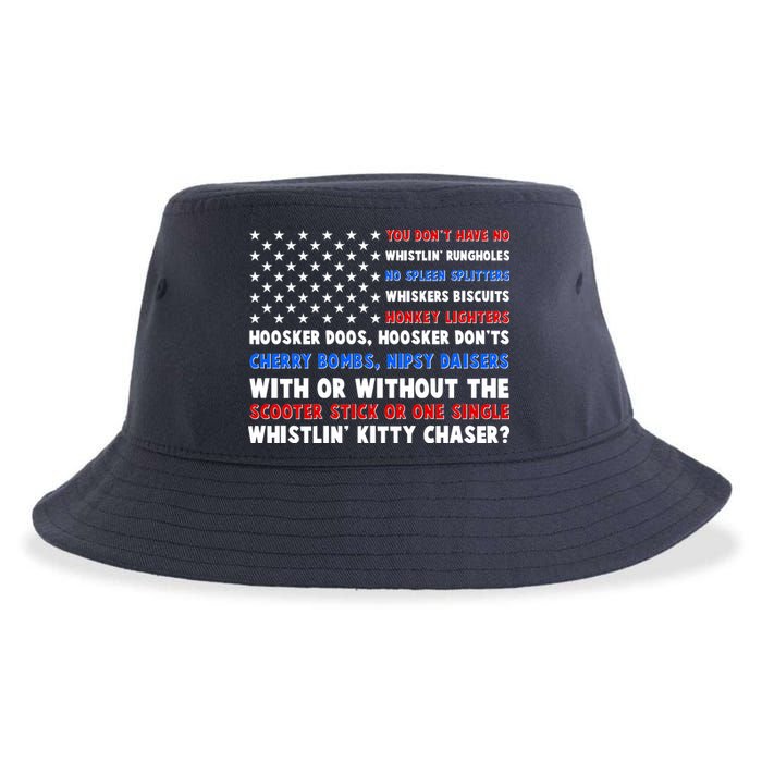 You Dont Have No Whistlin Bungholes Fireworks Joe Dirt Usa American Flag Sustainable Bucket Hat