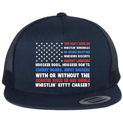 You Dont Have No Whistlin Bungholes Fireworks Joe Dirt Usa American Flag Flatbill Hat