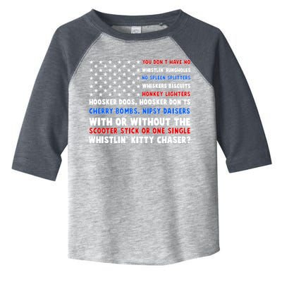 You Dont Have No Whistlin Bungholes Fireworks Joe Dirt Usa American Flag Toddler Fine Jersey T-Shirt