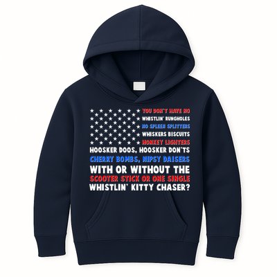 You Dont Have No Whistlin Bungholes Fireworks Joe Dirt Usa American Flag Kids Hoodie