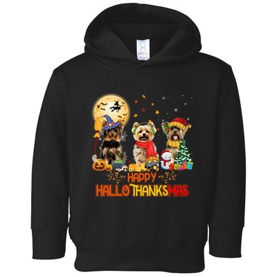 Yorkie Dog Halloween Thanksgiving Happy Hallothanksmas Toddler Hoodie