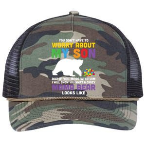 You DonT Have To Worry About My Son Autism Mama Bear Gift Retro Rope Trucker Hat Cap