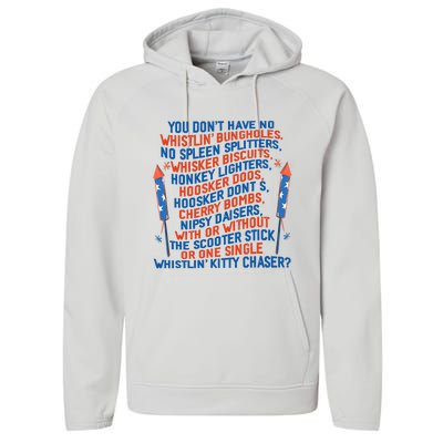 You Don’T Have No Whistlin’ Bungholes Funny July 4th Of July Performance Fleece Hoodie