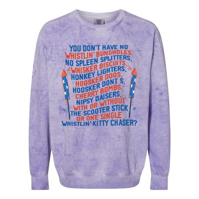 You Don’T Have No Whistlin’ Bungholes July 4th Of July Colorblast Crewneck Sweatshirt