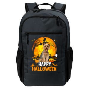 Yorkshire Dog Happy Halloween Day With The Moon And Pumpkin Gift Daily Commute Backpack