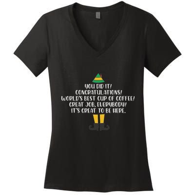 You Did It Congratulations Worlds Best Cup Of Coffee Buddy Women's V-Neck T-Shirt