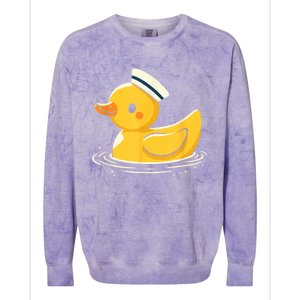 Yellow Duck In Sailor Hat | Cute Duck Lover Colorblast Crewneck Sweatshirt