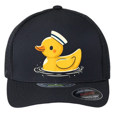 Yellow Duck In Sailor Hat | Cute Duck Lover Flexfit Unipanel Trucker Cap