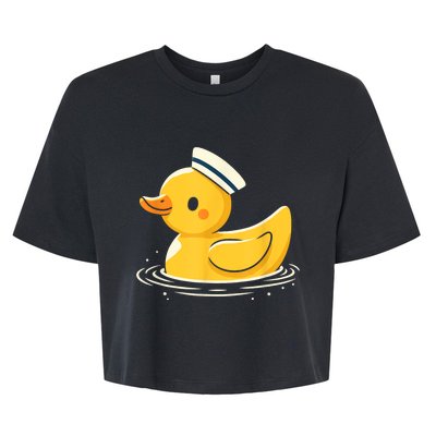 Yellow Duck In Sailor Hat | Cute Duck Lover Bella+Canvas Jersey Crop Tee