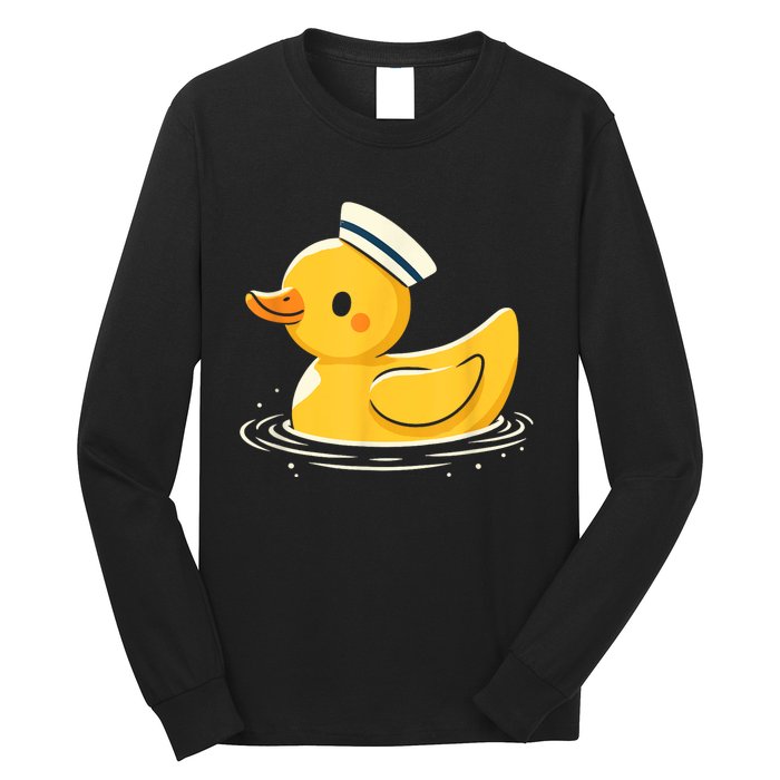 Yellow Duck In Sailor Hat | Cute Duck Lover Long Sleeve Shirt